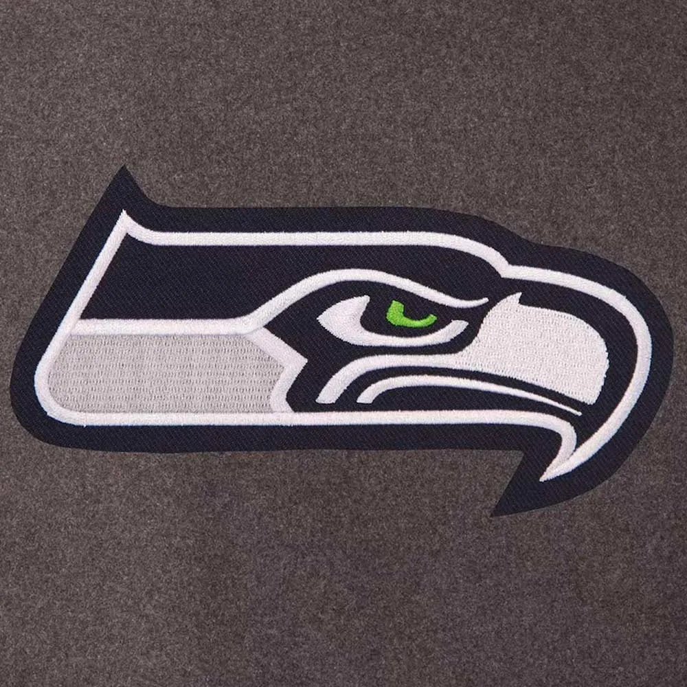 Men Seattle Seahawks Charcoal and Navy Varsity Jacket - NFL - Image 3