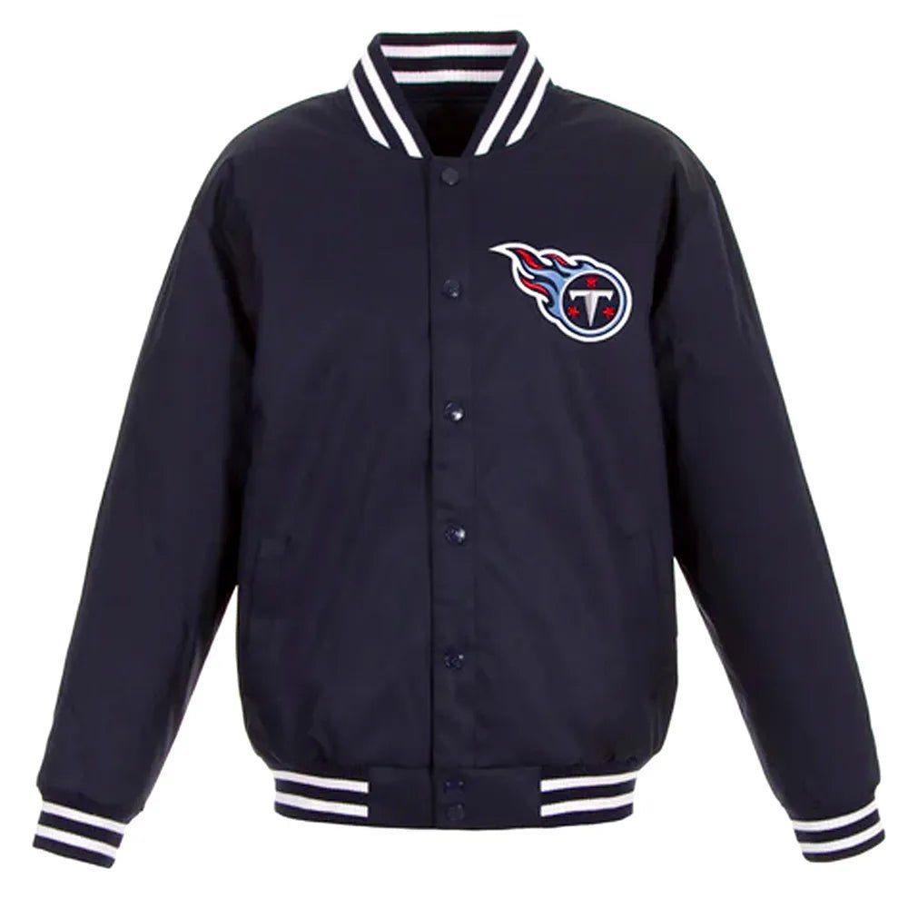 Men Tennessee Titans Navy Blue Varsity Wool Jacket - NFL