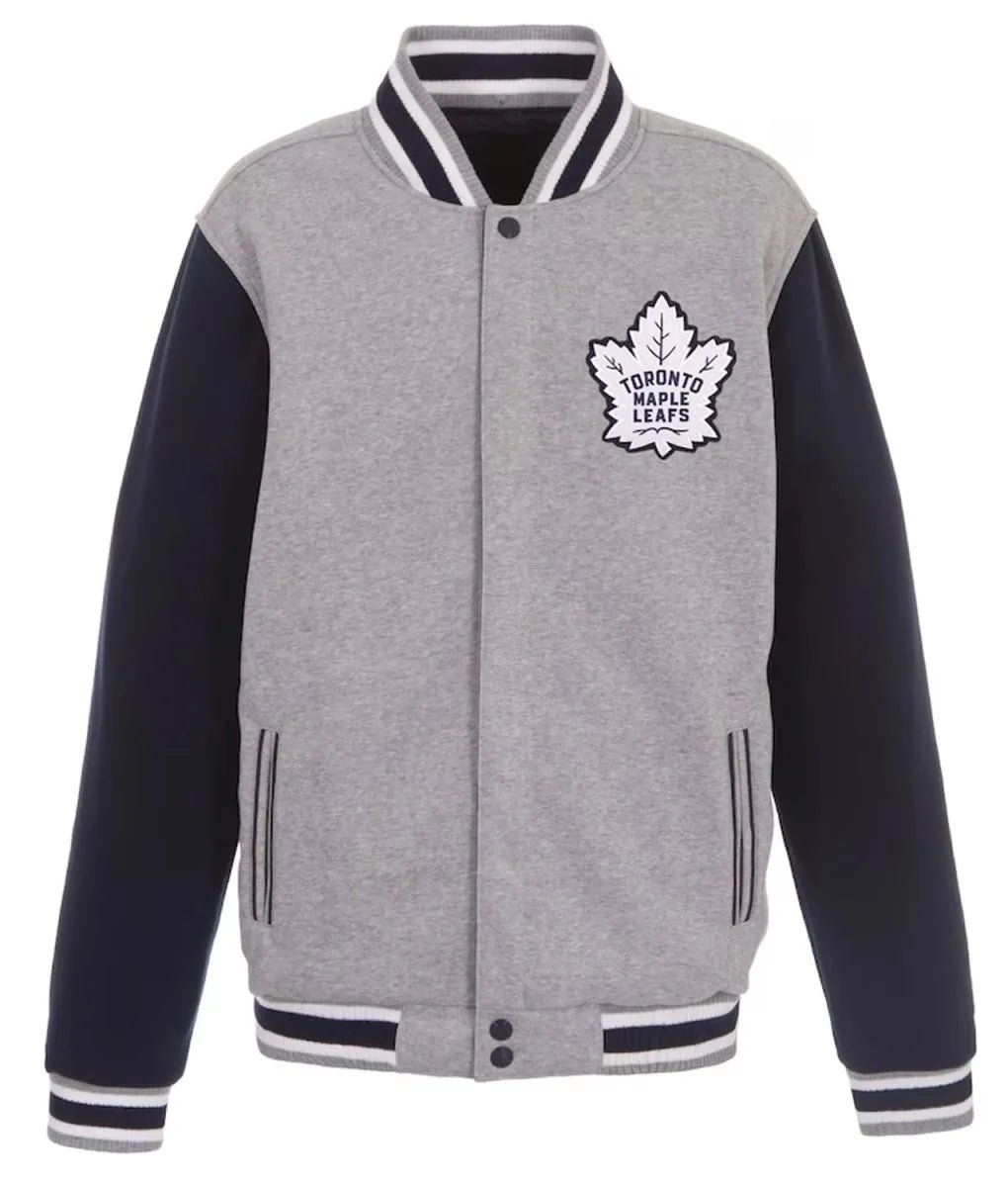 Men Toronto Maple Leafs Wool Gray & Navy Varsity Jacket - NHL
